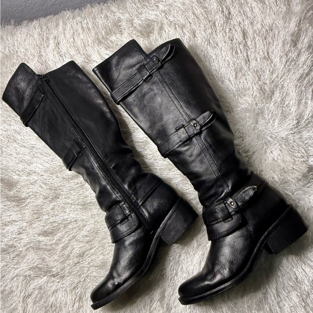 Calvin Klein Jeans Black Leather Heeled Boots